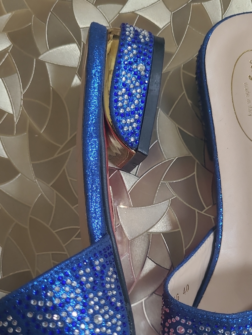 New Royal Blue Embellished Slide Sandals by - Picture 3 of 7